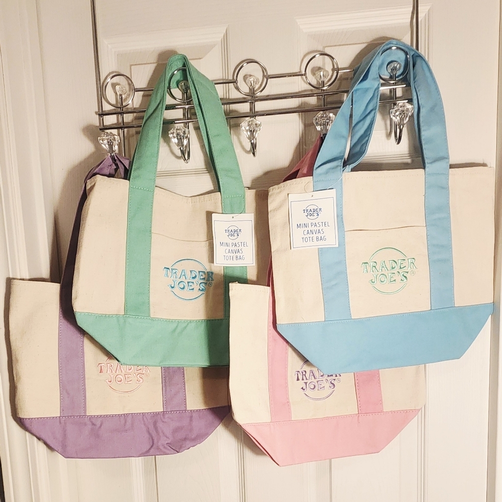 NWT Trader Joe’s Pastel Canvas Tote Mini Bags (Set of 4)